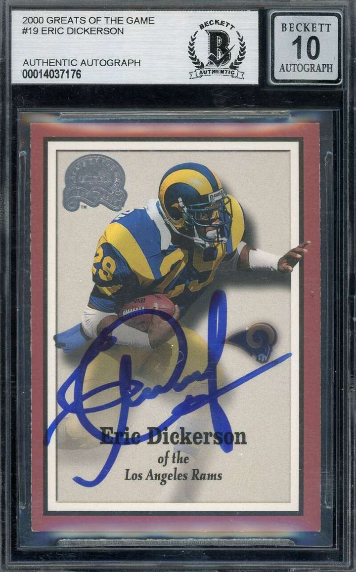 Eric Dickerson Beckett BAS Signed 2000 Fleer Greats of The Game Autograph
