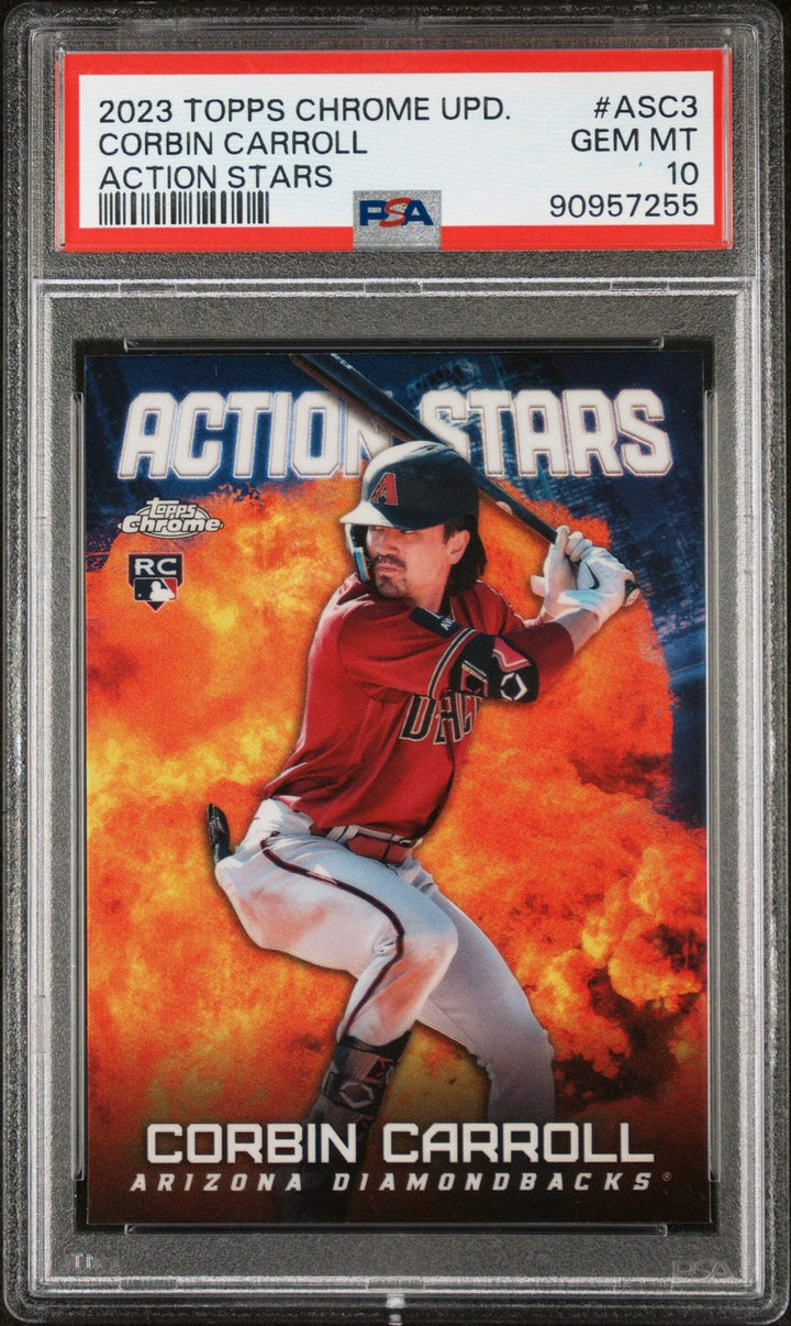 Graded 2023 Topps Chrome Corbin Carroll #ASC3 Action Stars Baseball Card PSA 10