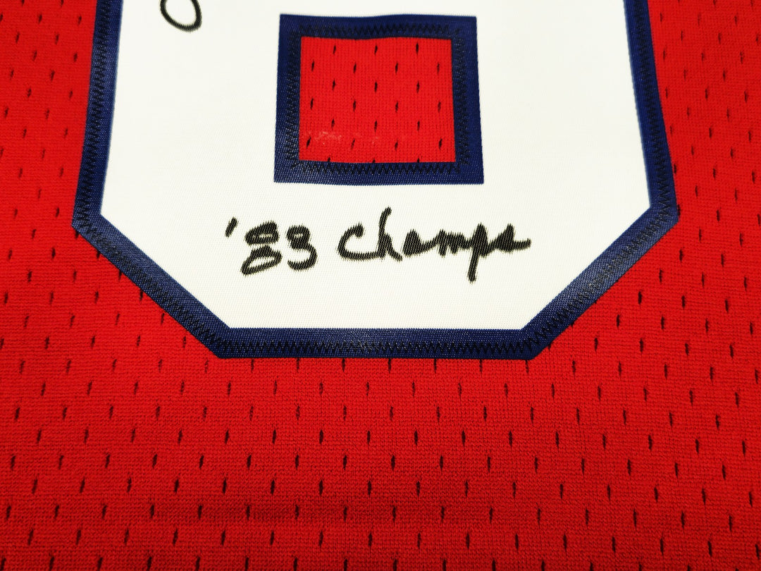 76ers Julius Dr J Erving Auto Red Mitchell Ness Swingman 82 Jersey 83 Champ BAS