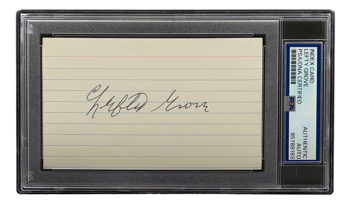 Lefty Grove Signed In Black Index Card Philadelphia Athletics PSA/DNA