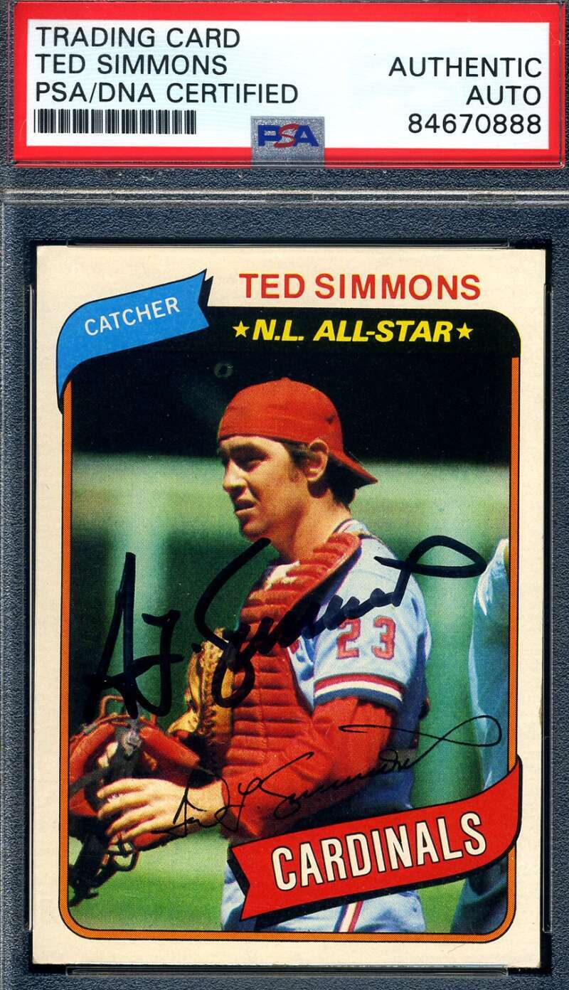 Ted Simmons PSA DNA Signed 1980 Topps Autograph