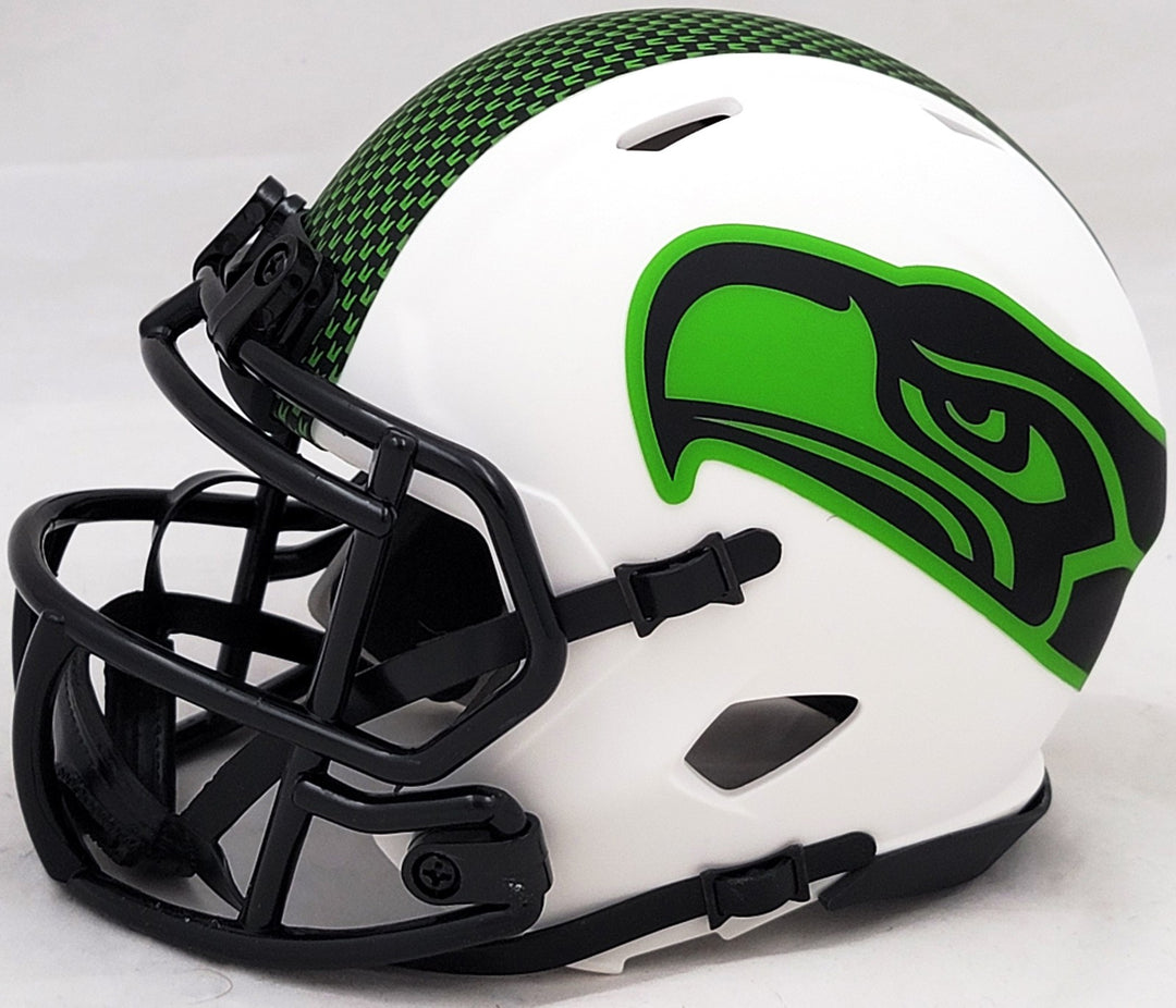 Steve Largent Auto Seahawks Lunar Eclipse White Speed Mini Helmet HOF 95