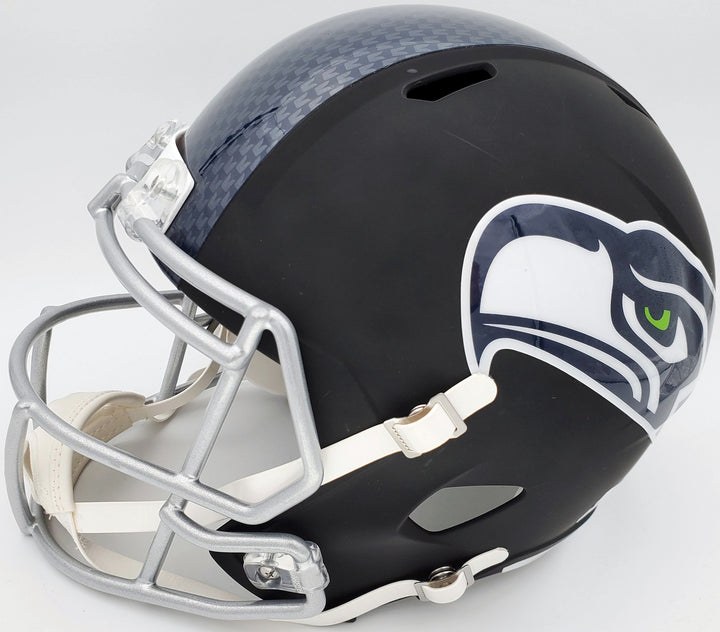 Russell Wilson Signed Seahawks Matte Black Speed Full Size Replica Helmet In