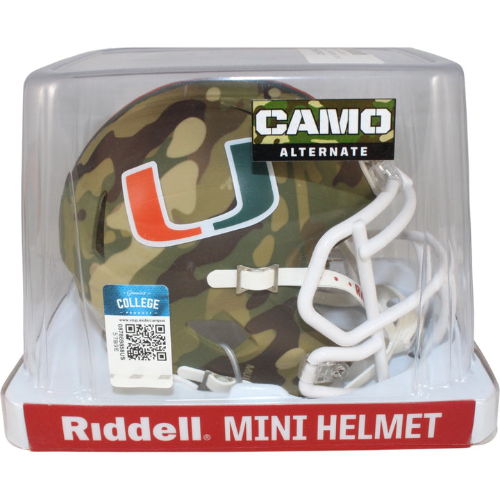 Miami Hurricanes Riddell New In Box Rare Limited Edition Camo Mini Helmet 29619
