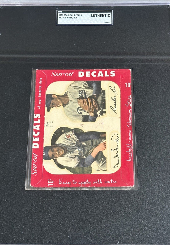 1952 Star-Cal Decals #91-C: Duke Snider & Preacher Roe In Envelope SGC Auth Nm