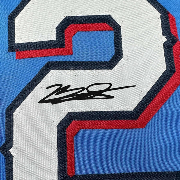 Framed Facsimile Autographed Marcus Semien 33x42 Blue Reprint Laser Auto Jersey