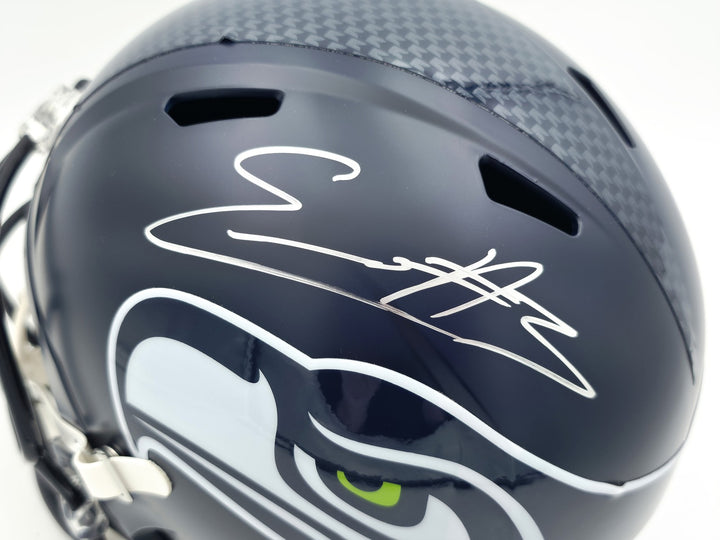 Nick Emmanwori Auto Seahawks Blue Full Size Replica Helmet - Sig Twice & Smudged