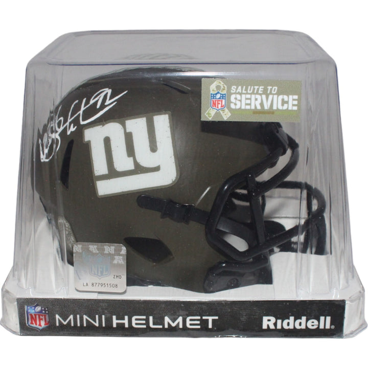 Michael Strahan Signed New York Giants Salute Mini Helmet Beckett 42694