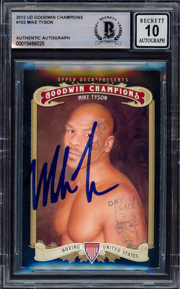 Mike Tyson Signed 2012 Upper Deck Goodwin Champions Card 102 Auto GM 10 Beckett