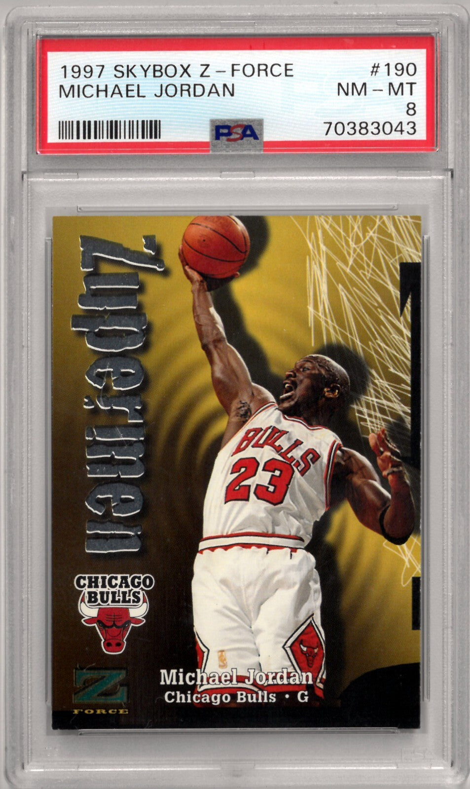 Michael Jordan 1997-98 Skybox Z-Force Zupermen Card #190 - PSA Graded 8 NM-MT