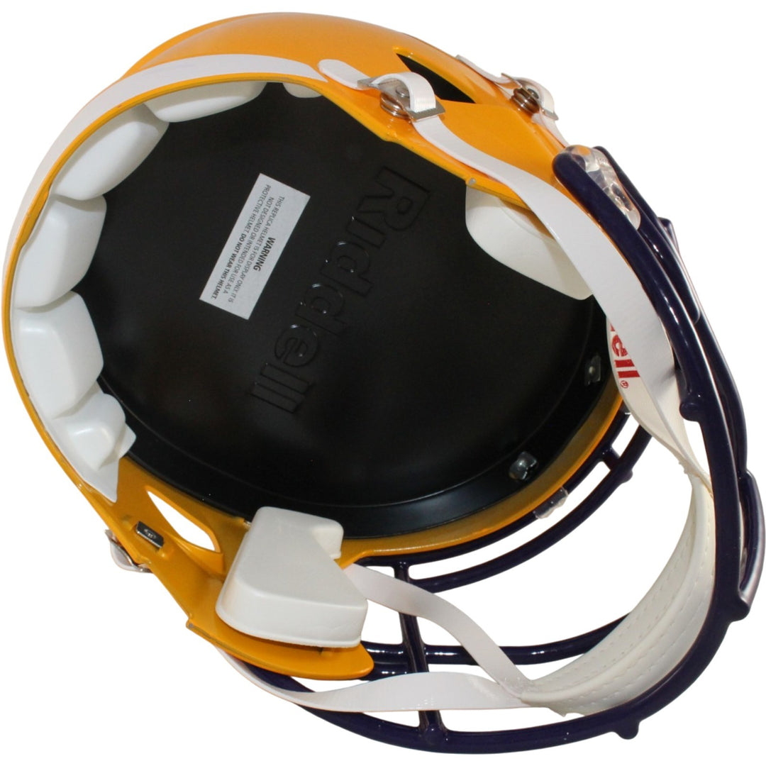 Justin Jefferson Autographed LSU Tigers F/S Yellow Helmet Beckett Witness 57900