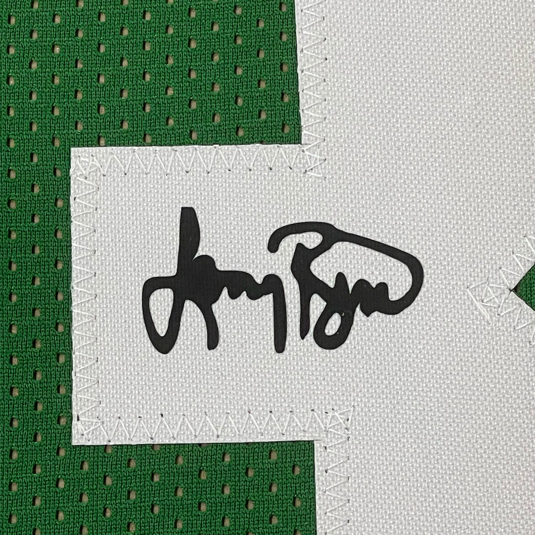 Framed Facsimile Autographed Larry Bird 33x42 Green Reprint Laser Auto Jersey