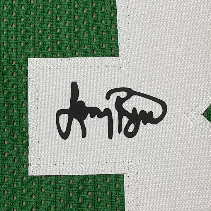 Framed Facsimile Autographed Larry Bird 33x42 Green Reprint Laser Auto Jersey