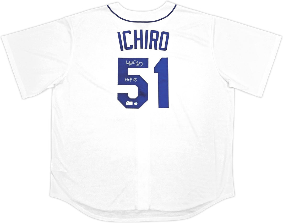 Mariners Ichiro Suzuki Auto White Nike Cooperstown Collect Jersey 2X HOF 25 BAS