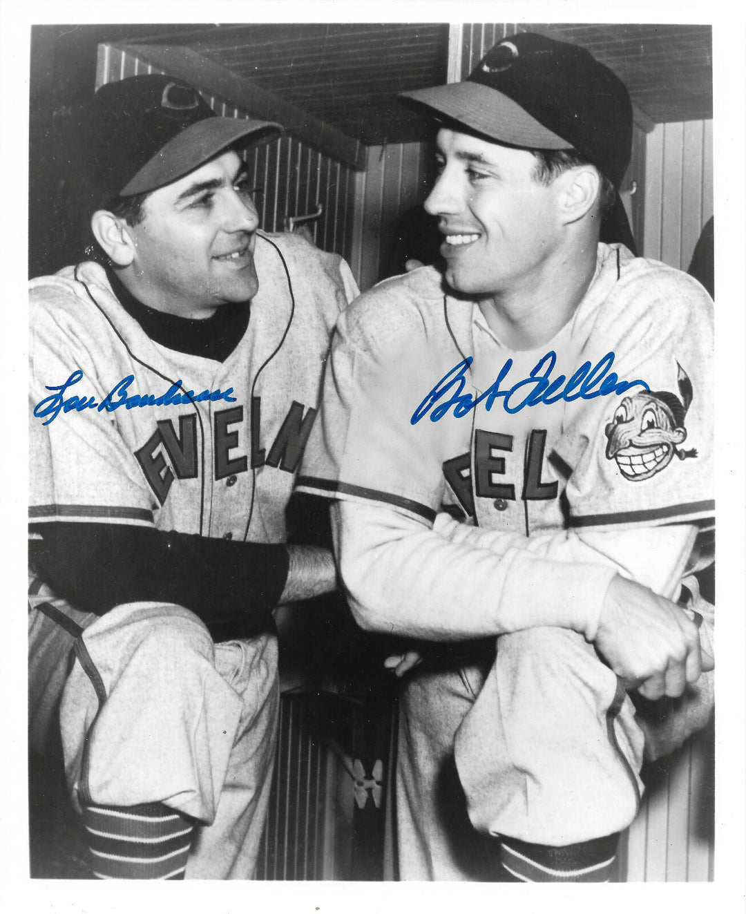 Bob Feller Lou Boudreau Indians Signed 8x10 Photo 2 Mint Auto HOF CBM COA