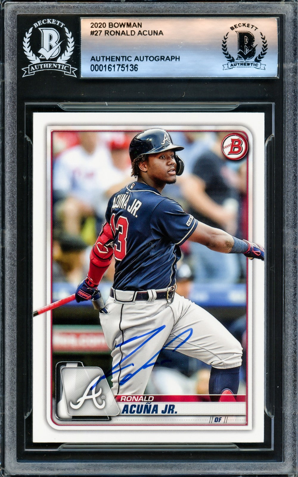 Ronald Acuna Jr. Signed 2020 Bowman Card #27 Atlanta Braves Beckett #16175136