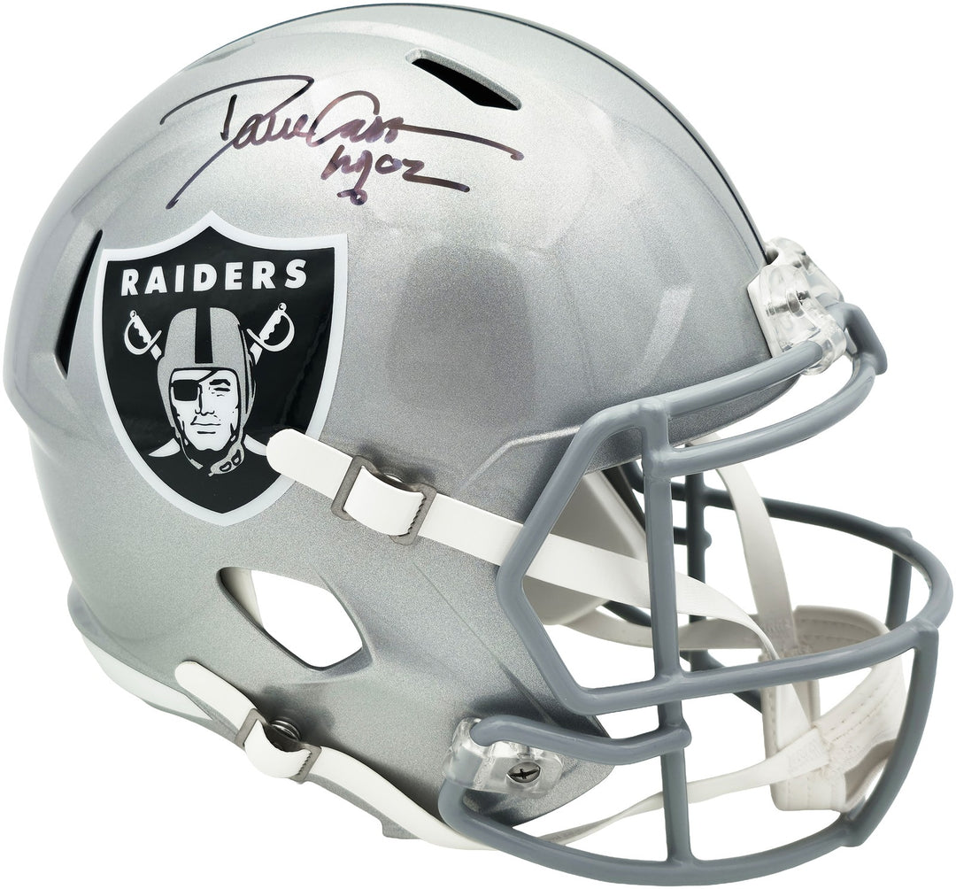 Dave Casper Signed Oakland Raiders Silver Full Size Speed Replica Helmet