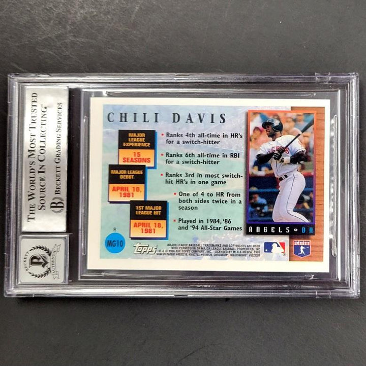 Chili Davis signed 1996 Topps Masters of the Game Refractor BAS BGS 10 auto