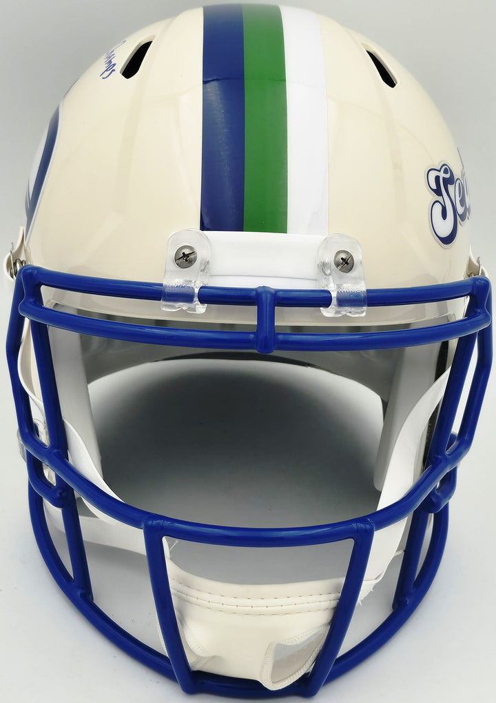 Zach Charbonnet Signed Seahawks Cream Full Size Retro Speed Replica Helmet MCS