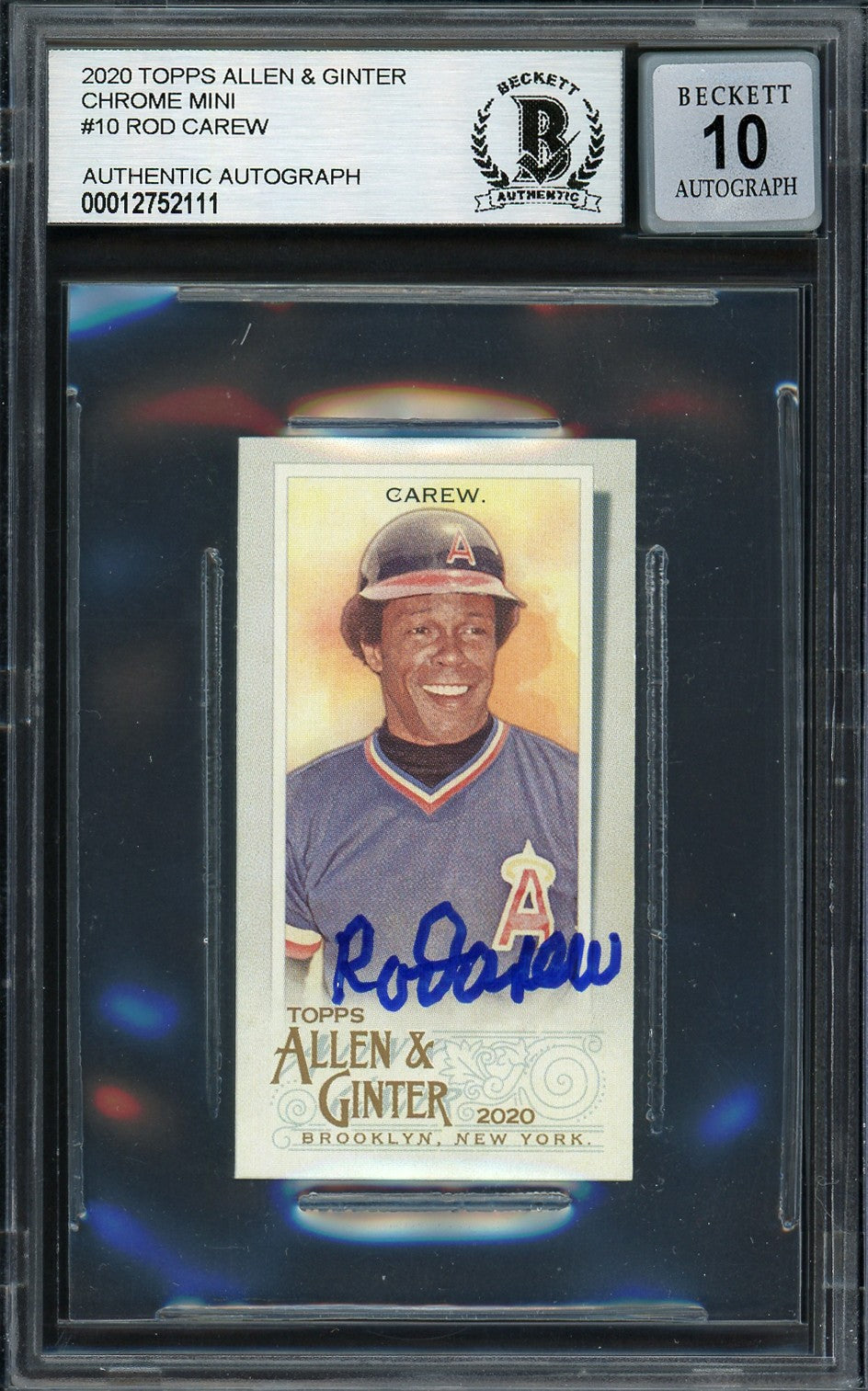 Rod Carew Signed 2020 Topps Allen & Ginter Mini Card 10 Angels Sig 10 Beckett