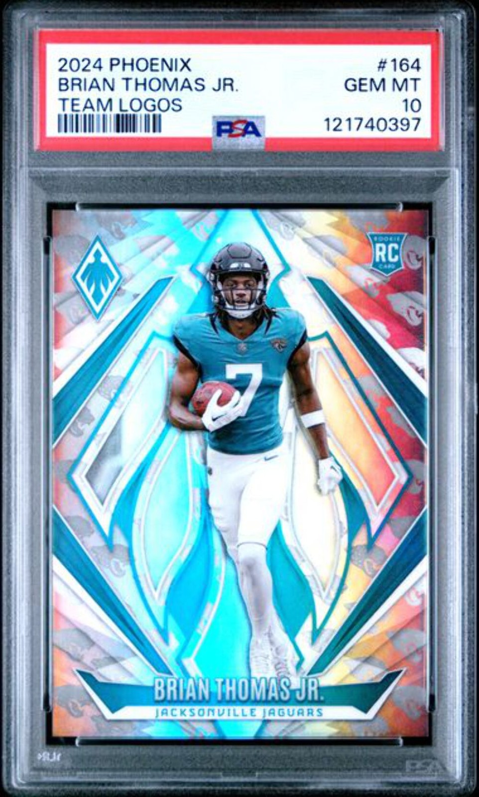 Graded 2024 Panini Phoenix Brian Thomas Jr #164 /299 Logos Rookie RC Card PSA 10