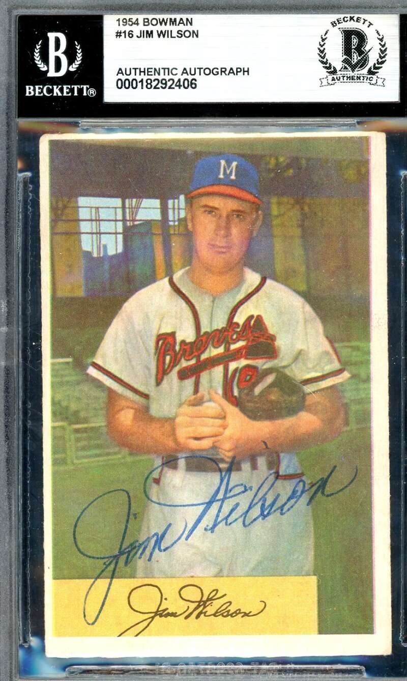 Jim Wilson Beckett BAS Signed 1954 Bowman Autograph