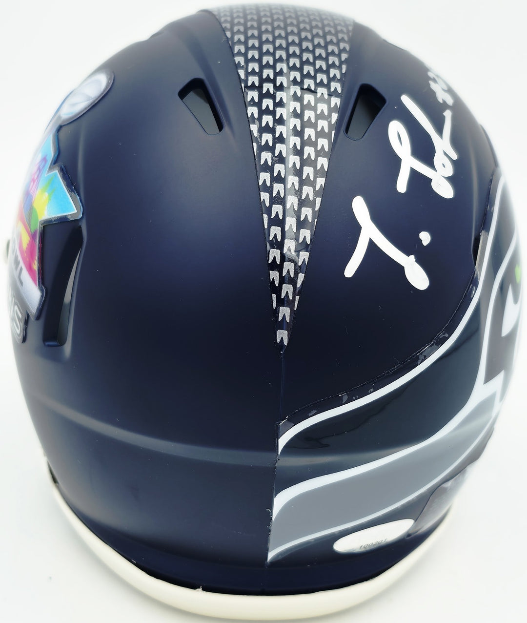 Josh Jobe Signed Seahawks Blue SB LX Champions Logo Speed Mini Helmet MCS Holo