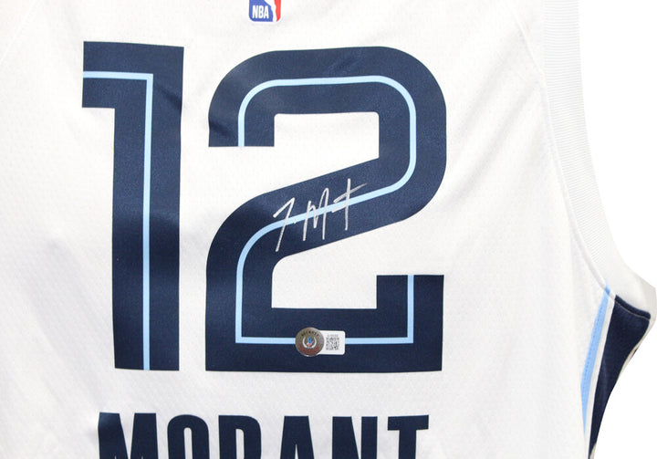Ja Morant Autographed Memphis Grizzlies White Jersey Nike Beckett 40806