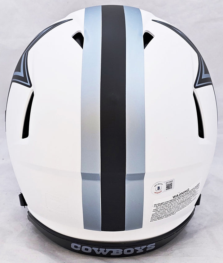 Roger Staubach Auto Cowboys Lunar Eclipse White Full Size Auth Speed Helmet BAS