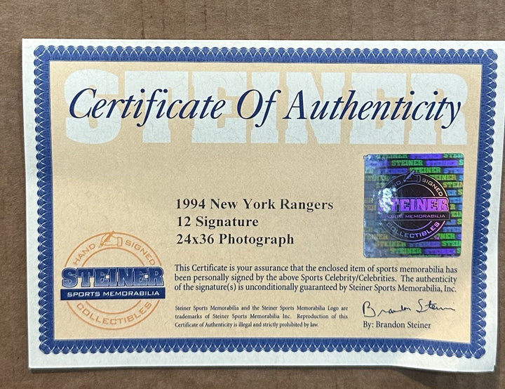 1994 Rangers Signed 24x36 Framed Photo SC Champs 0 Seconds Messier Auto Steiner