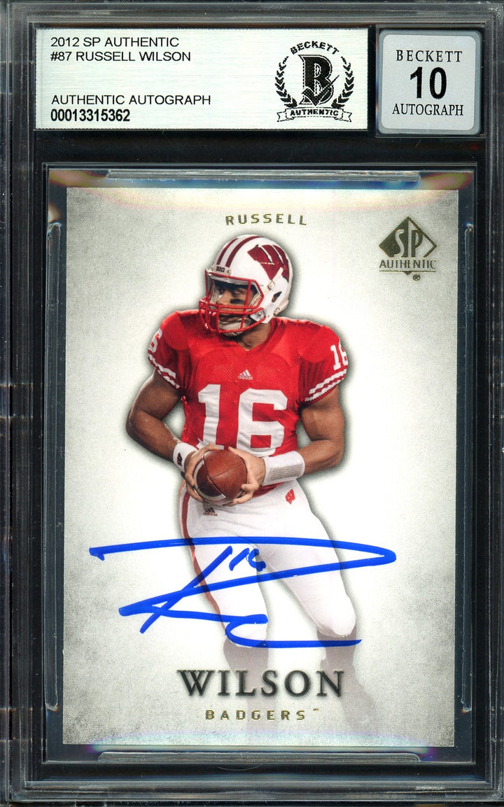 Russell Wilson Auto Signed 2012 SP Authentic RC 87 Seahawks Auto GM 10 Beckett