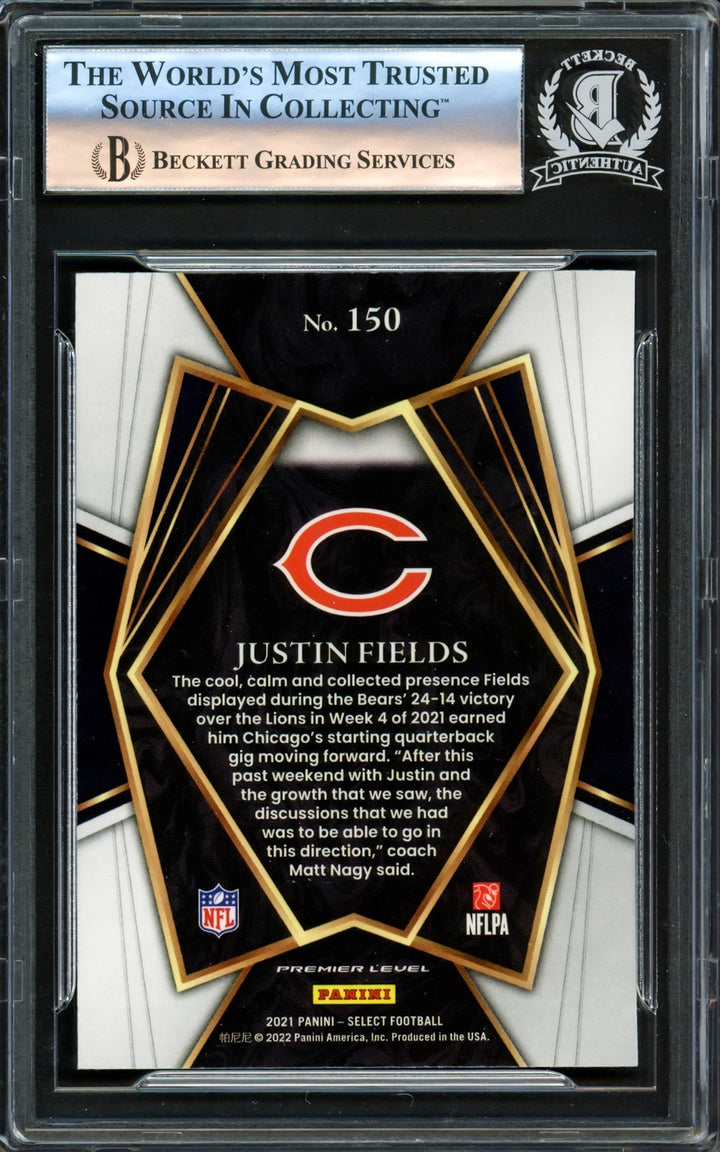 Justin Fields Autographed Signed 2021 Select RC 150 Chicago Bears Beckett