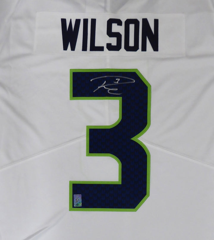 Seattle Seahawks Russell Wilson Signed White Nike Twill Jersey Size XL RW Holo