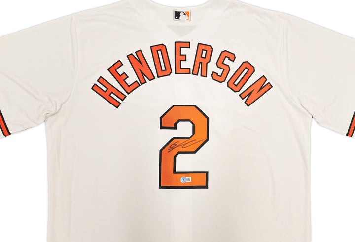 Baltimore Orioles Gunnar Henderson Signed White Nike Jersey Size XL Beckett Wit