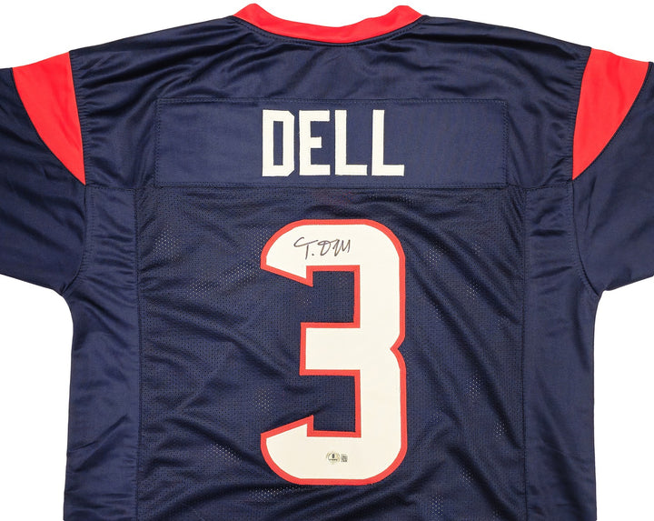 Houston Texans Tank Dell Autographed Signed Blue Jersey Beckett BAS QR