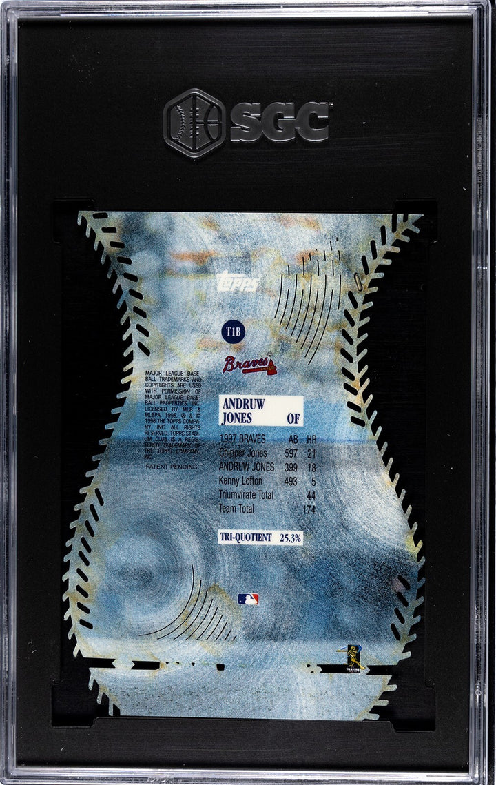 Andruw Jones 98 Topps Stadium Club Triumvirate Luminous Card- SGC Graded 8 NM-MT