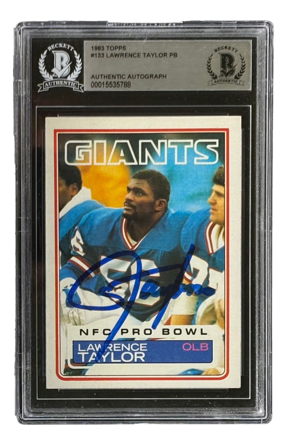 Lawrence Taylor Signed 1983 Topps #133 New York Giants Trading Card BAS