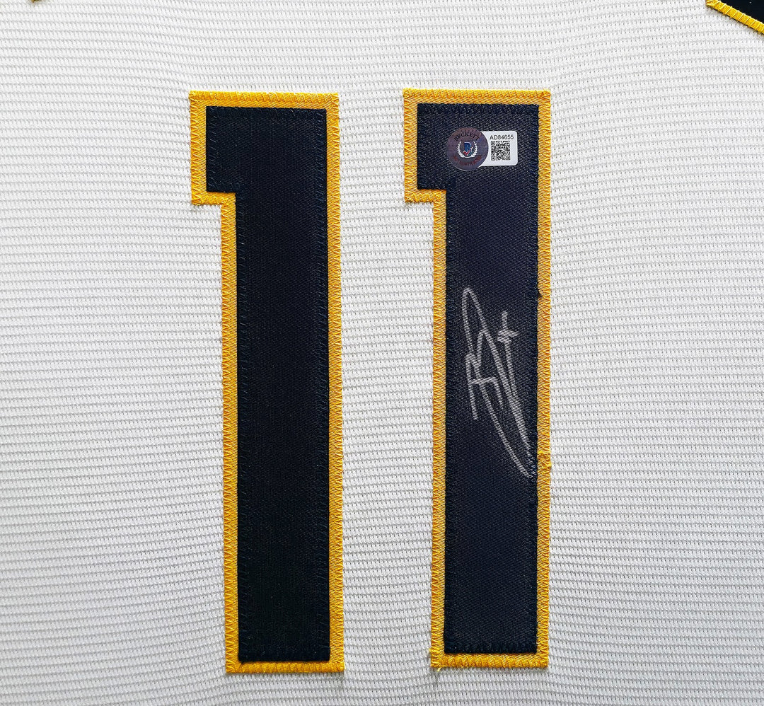 Jackson Chourio Signed Framed Brewers Cream Nike Jersey BAS Witness