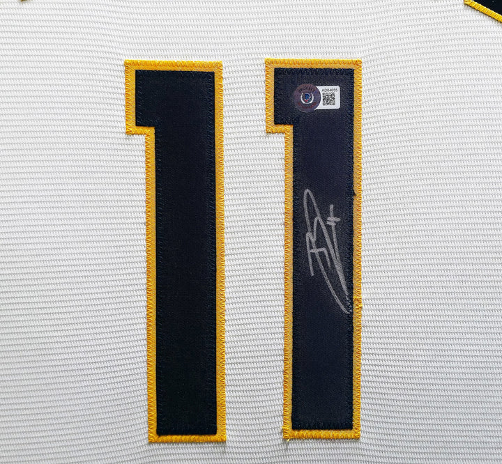 Jackson Chourio Signed Framed Brewers Cream Nike Jersey BAS Witness