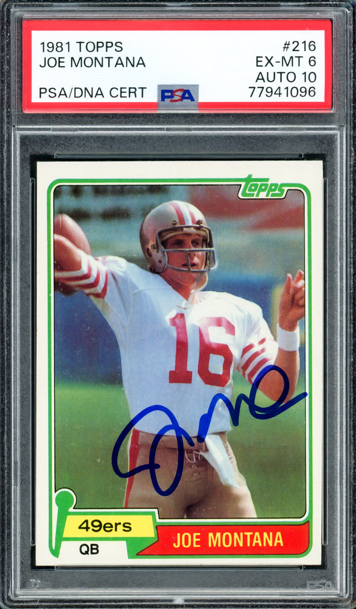 Joe Montana Autographed 1981 Topps RC 49ers PSA 6 Gem 10 Auto PSA/DNA 77941096