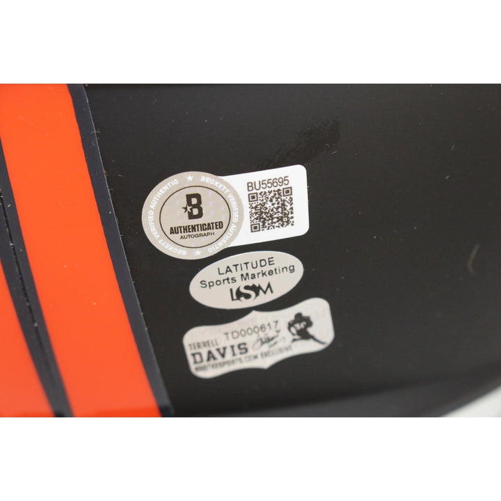 Terrell Davis Autographed Denver Broncos F/S Flat Black Helmet Beckett 53861