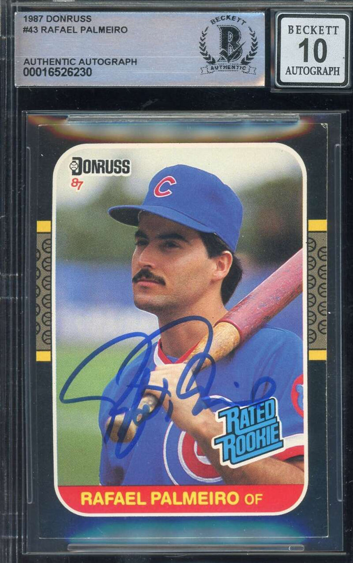 Rafael Palmeiro Gem Mint 10 Beckett BAS Signed 1987 Donruss Rookie Autograph
