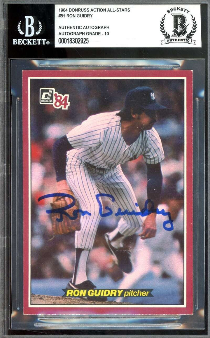 Ron Guidry Gem Mint 10 Beckett BAS Signed 1984 Donruss Action All Stars