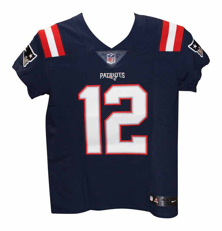 Tom Brady Autographed New England Patriots Elite Blue Jersey FAN 40092