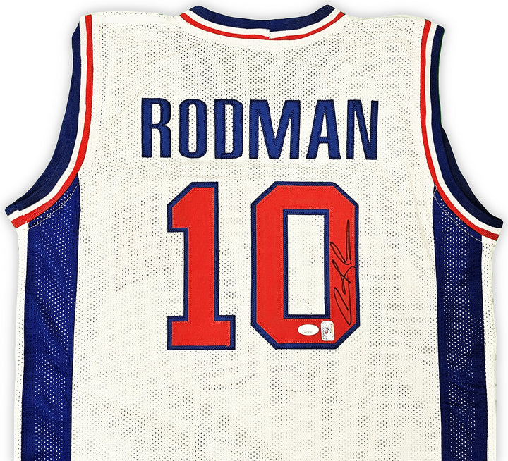 Detroit Pistons Dennis Rodman Autographed Signed White Jersey JSA