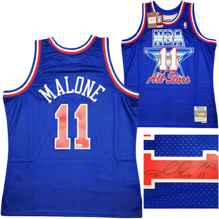 Jazz Karl Malone Auto Blue Authentic Mitchell Ness 1992 ASG Jersey Sz XL Beckett