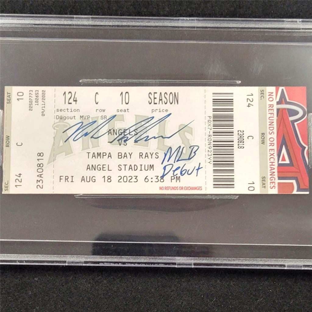 Nolan Schanuel signed "MLB Debut" Ticket autograph ~ BAS BGS Grade 9 Auto 10