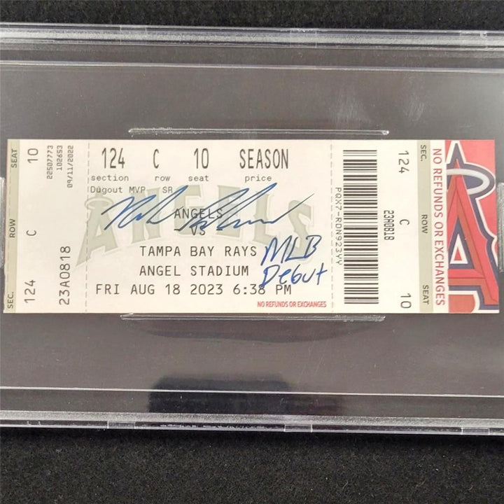 Nolan Schanuel signed "MLB Debut" Ticket autograph ~ BAS BGS Grade 9 Auto 10