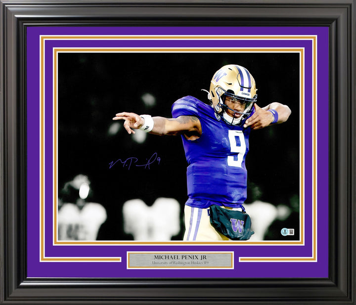 Michael Penix Jr Signed 16x20 Photo Washington Huskies Bow & Arrow BAS Witness