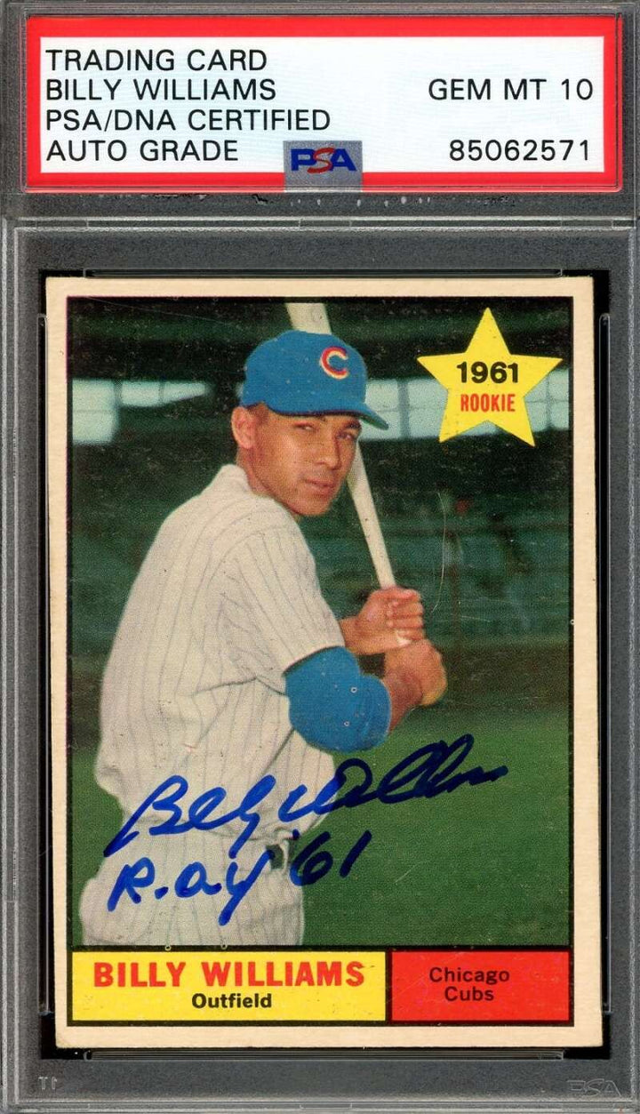Billy Williams Gem Mint 10 PSA DNA Signed 1961 Topps Rookie Autograph